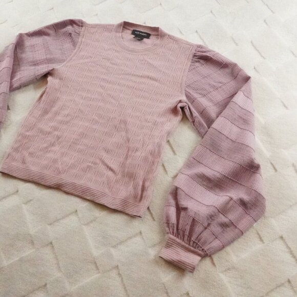 Club Monaco Knit Ballon Sleeve Top Womens Extra Small Textured Stretchy - Picture 2 of 10